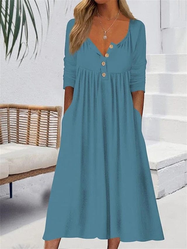 SL | Robe midi décolleté en V avec poche volantée pour femme