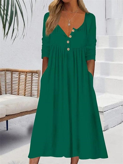 SL | Robe midi décolleté en V avec poche volantée pour femme