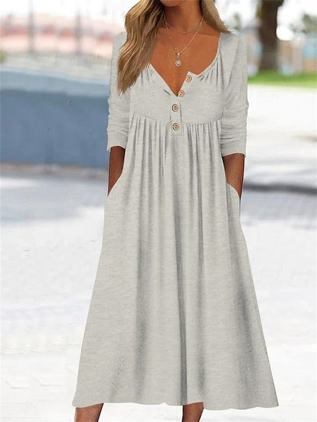 SL | Robe midi décolleté en V avec poche volantée pour femme