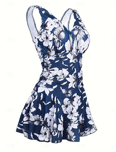 Swimwear Tankini Swim Dress Shorts Swimsuit Tummy Control High Waist Slim Backless Vacation Beach Wear V Neck Sleeveless Bathing Suits