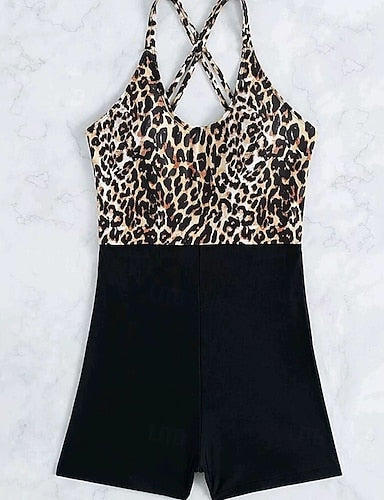 Bathing Suit One Pieces Animal Print Swim Dress Leoprint Ultra Light (ul) Uv Protection Elastic Sleeveless Swimwear Surfing Snorkeling Summer