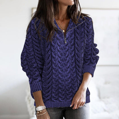 Women's Super Soft Honeycomb Half Zip Aran Sweater elevenforest