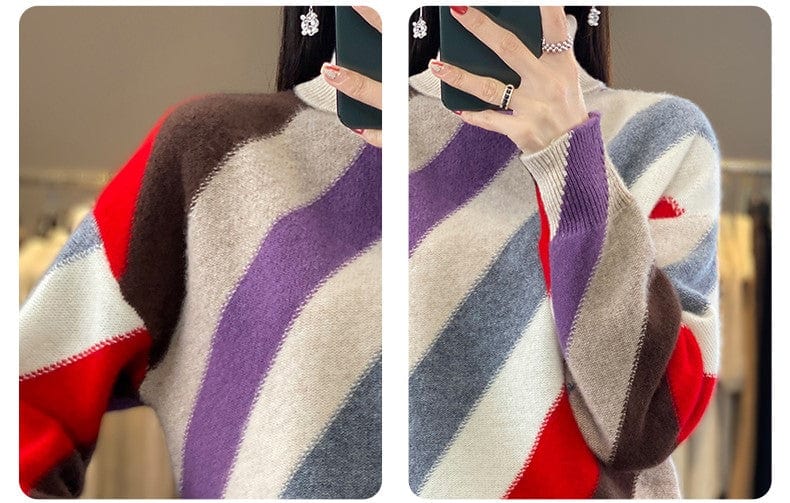 EP | Couleur contrastée Pull à col roulé 2024