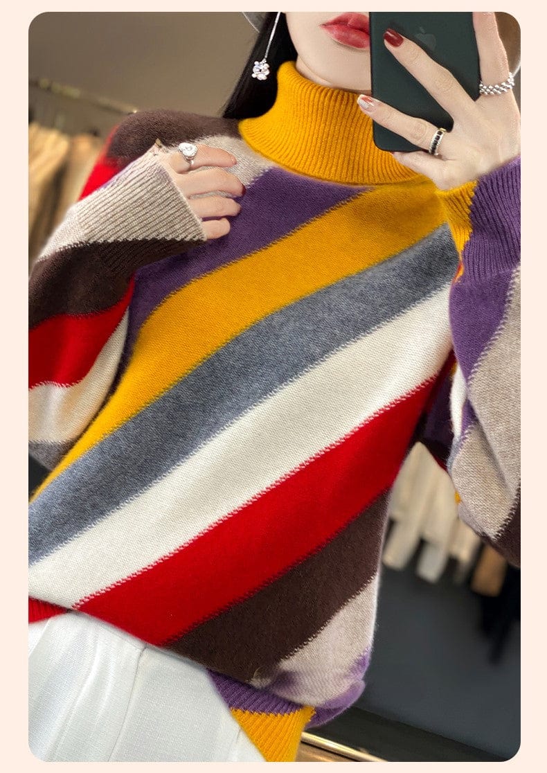 EP | Couleur contrastée Pull à col roulé 2024