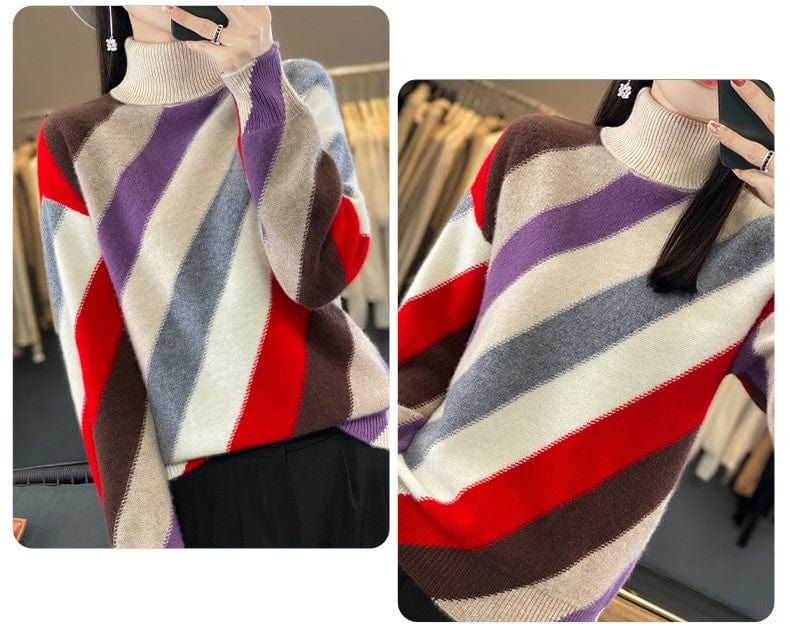 EP | Couleur contrastée Pull à col roulé 2024