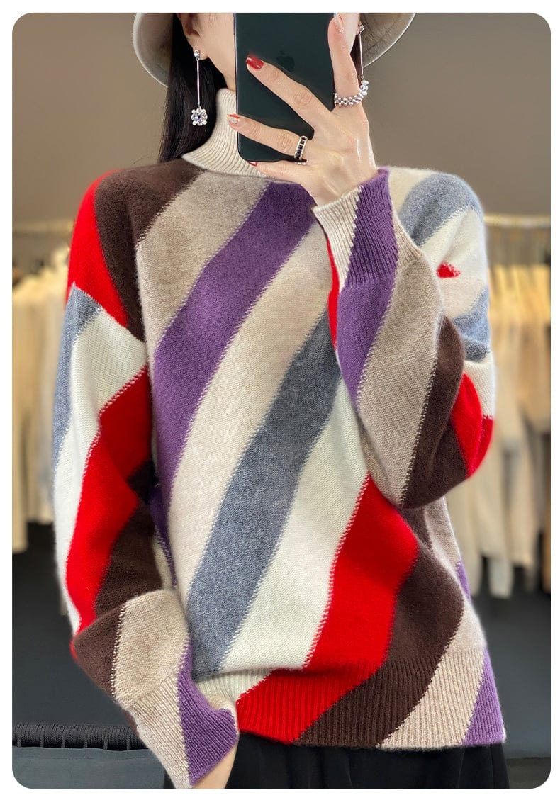 EP | Couleur contrastée Pull à col roulé 2024