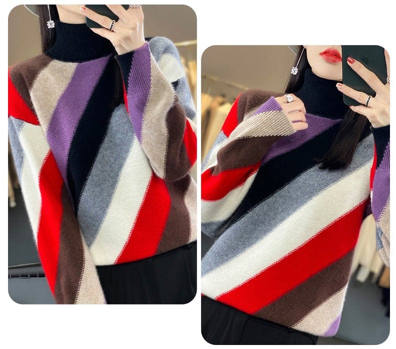 EP | Couleur contrastée Pull à col roulé 2024