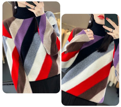 EP | Couleur contrastée Pull à col roulé 2024