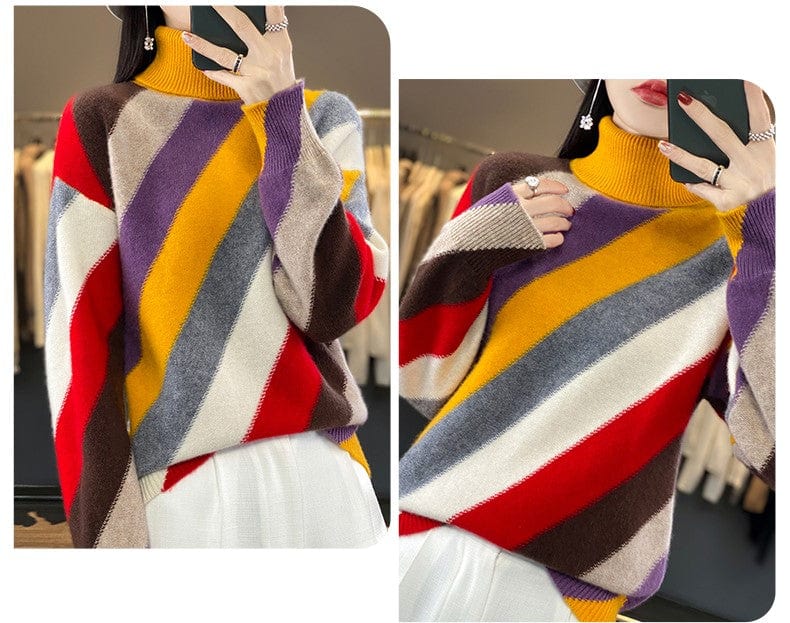 EP | Couleur contrastée Pull à col roulé 2024