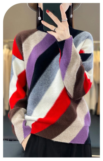 EP | Couleur contrastée Pull à col roulé 2024