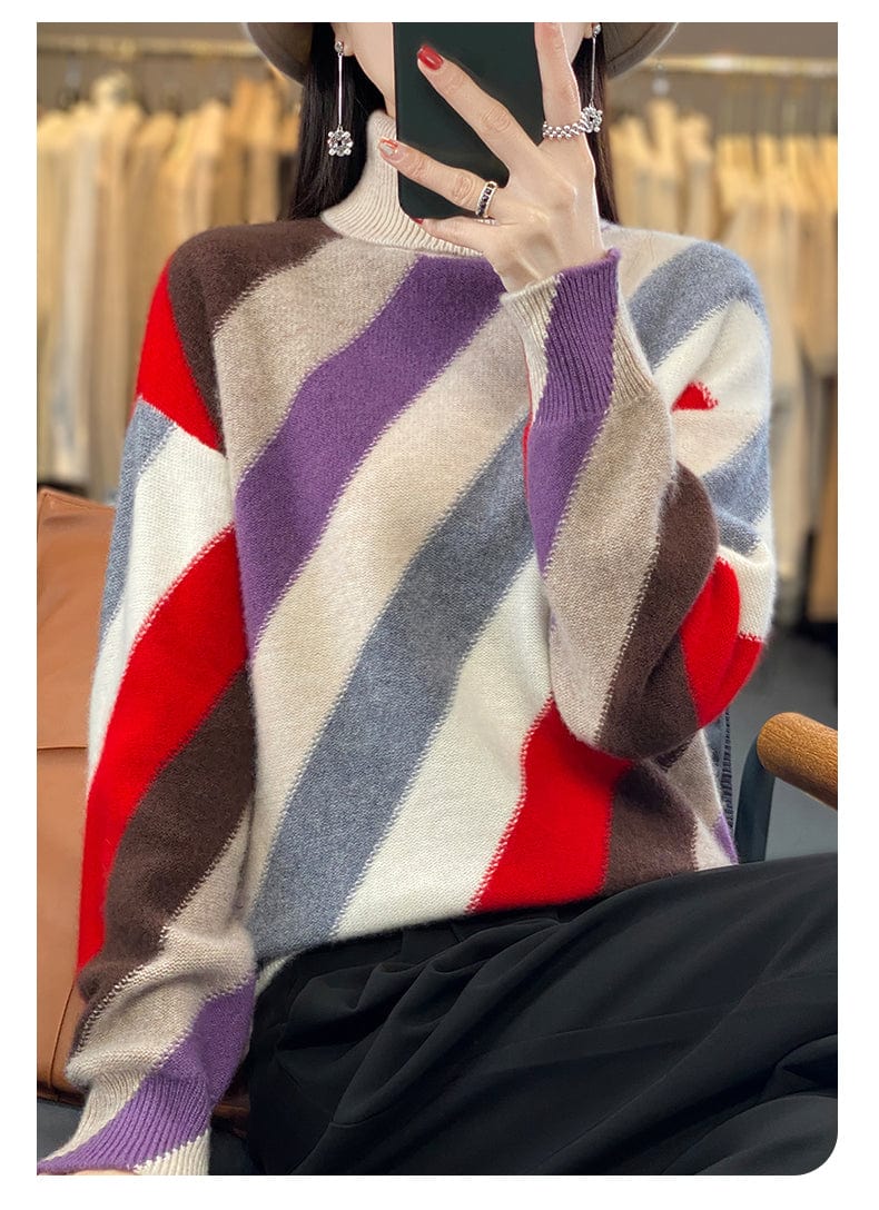 EP | Couleur contrastée Pull à col roulé 2024