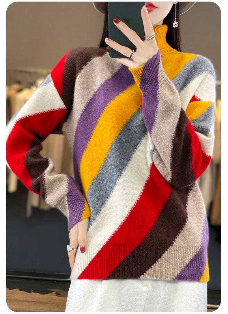 EP | Couleur contrastée Pull à col roulé 2024