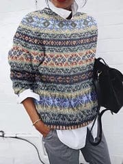 EP | Pull à motifs géométriques de style vintage