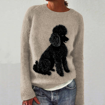 Comstylish Black Poodle Plush Dog Art Cozy Sweater
