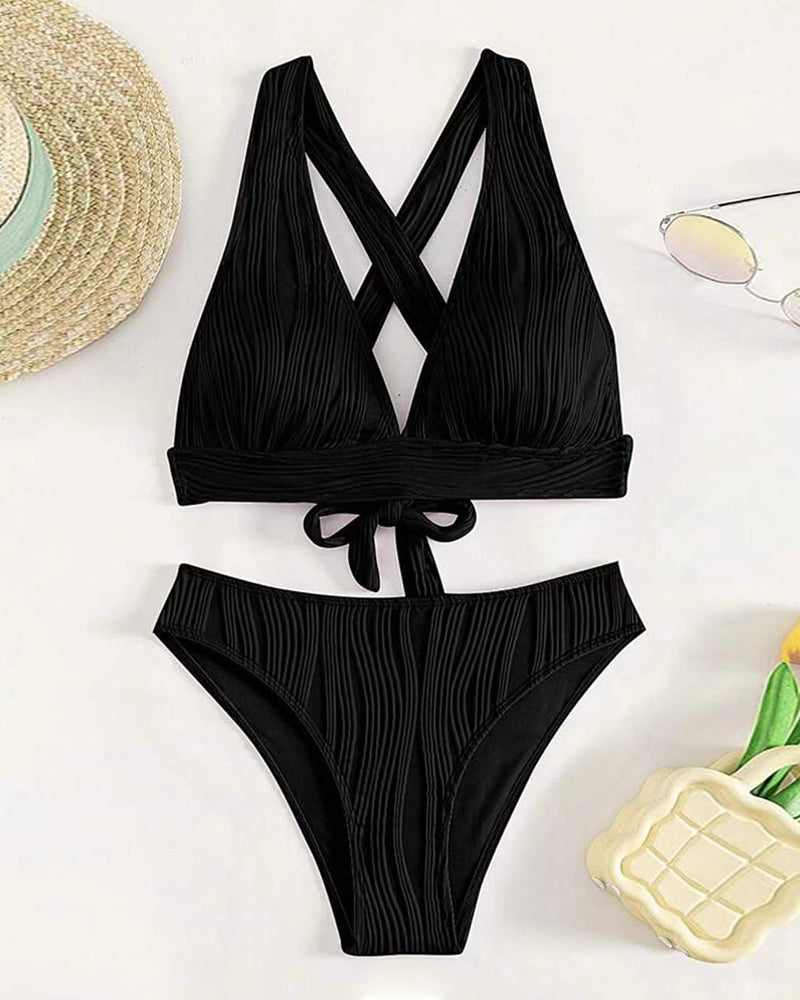 SL | Bikini sexy uni avec un profond décolleté en V