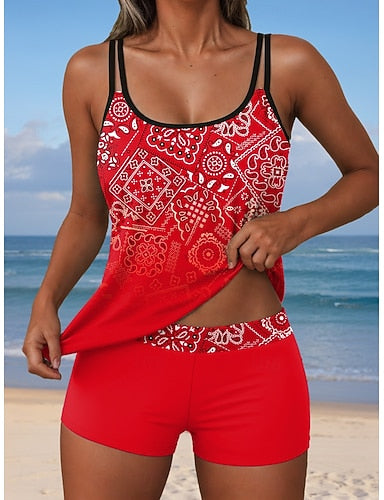 One Piece Swimsuit Slimming Monokini High Cut Tummy Control High Waist Slim Backless Vacation Ombre Graphic U Neck Sleeveless Bathing Suits