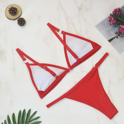 Benedetta® | Heidi-mode Two-piece Bikini Swimsuit With Gold-colored Metal Rings and Triangular Cups