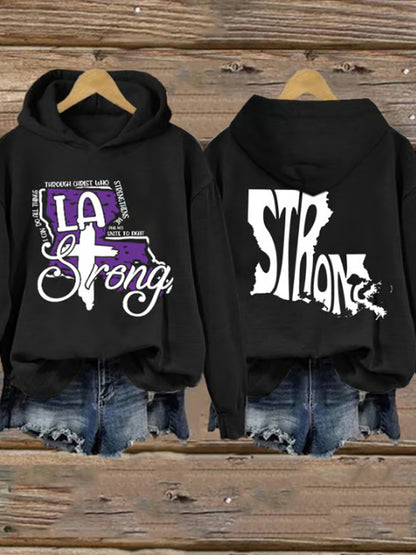 Comstylish Retro Louisiana Strong I Can Do All Things Through Christ Who Strengthens Me Philippians 4_13 Unite To Fight Print Hoodie