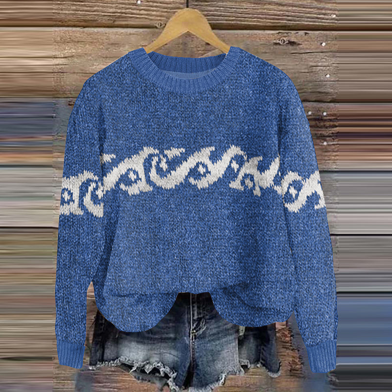 Vintage Surf Knit Island Jacquard Comfy Sweater elevenforest