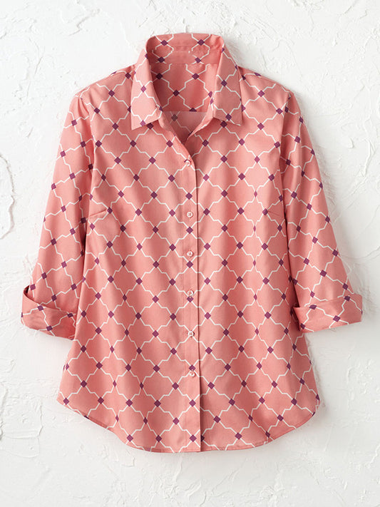 Women's Casual Simple Print Cotton Shirt artswardrobe