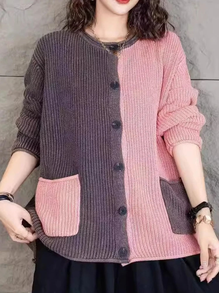 EP | Elégant cardigan en tricot avec dégradé de couleurs et boutons
