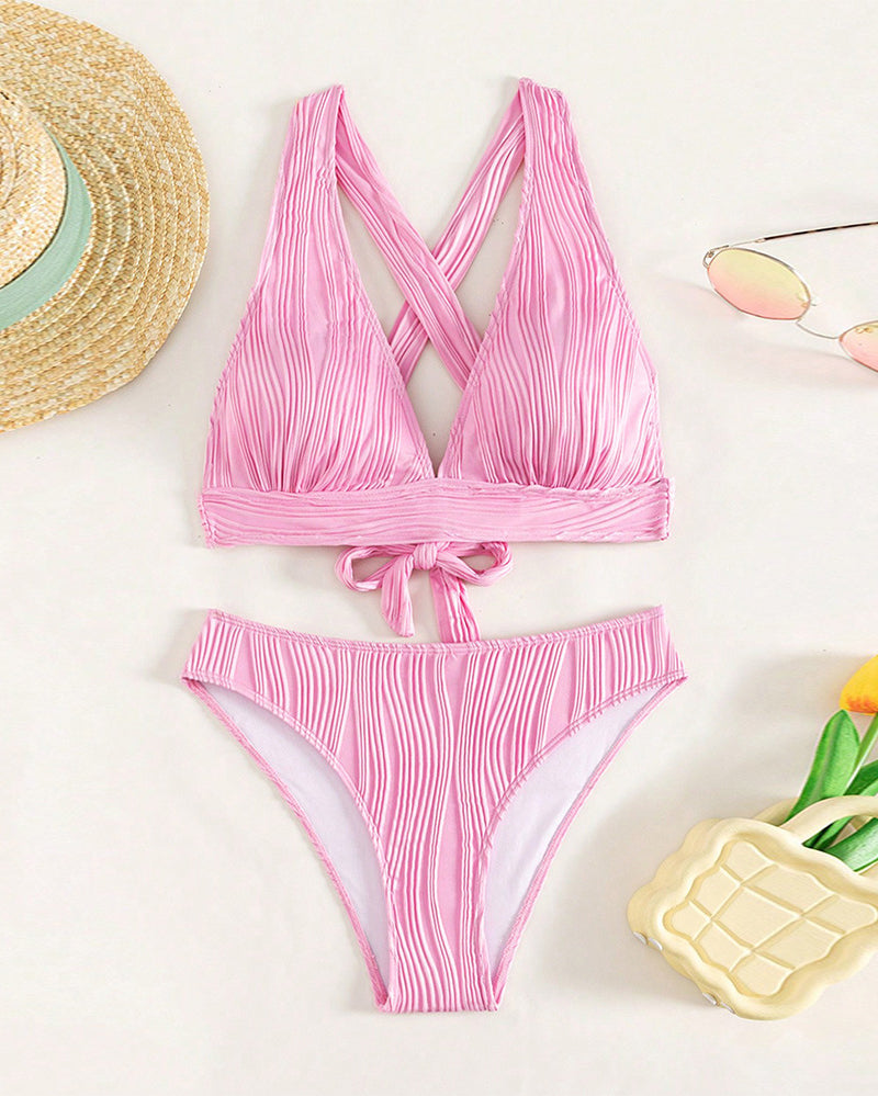 SL | Bikini sexy uni avec un profond décolleté en V