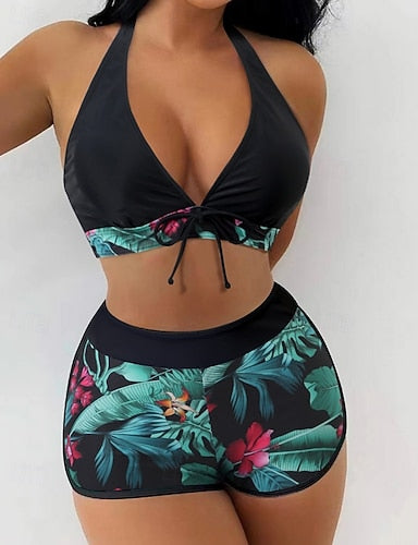 Standard Surfing Tankinis & Bikinis Halter Bikini Top Bathing Suit Tropical Open Back Uv Protection Elastic Sleeveless Swimwear Surfing Diving Swimming Summer