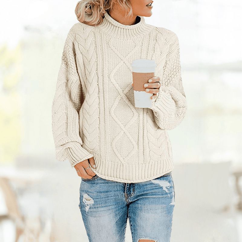 EP | Beige Pull à col roulé stylé