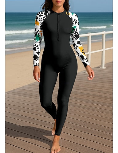Rash Guard Full Body Swimwear Dive Skin Suit Front Zip Upf50+ Quick Dry High Elasticity Long Sleeve Swimwear Surfing Diving Snorkeling Summer