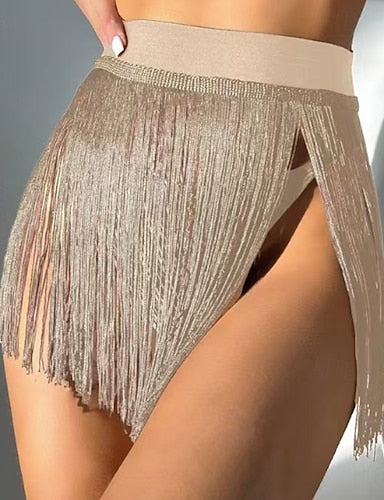 Swimwear Bikini Bottom Skirt Swimsuit Fringe Hem Vacation Beach Wear Color Sleeveless Bathing Suits