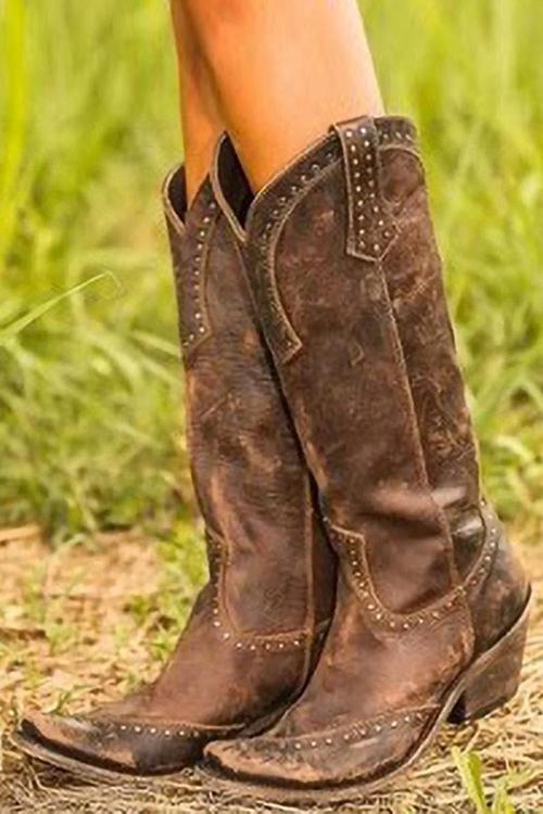 Bottes western cowboy rustiques