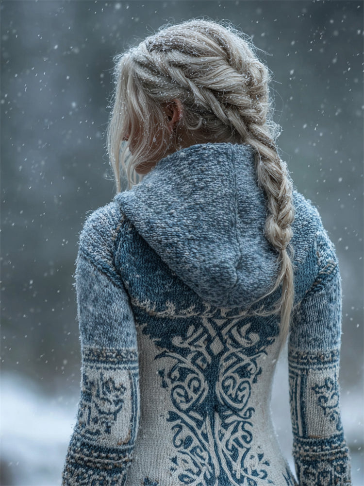 Sweat à capuche en coton à motif de flocons de neige