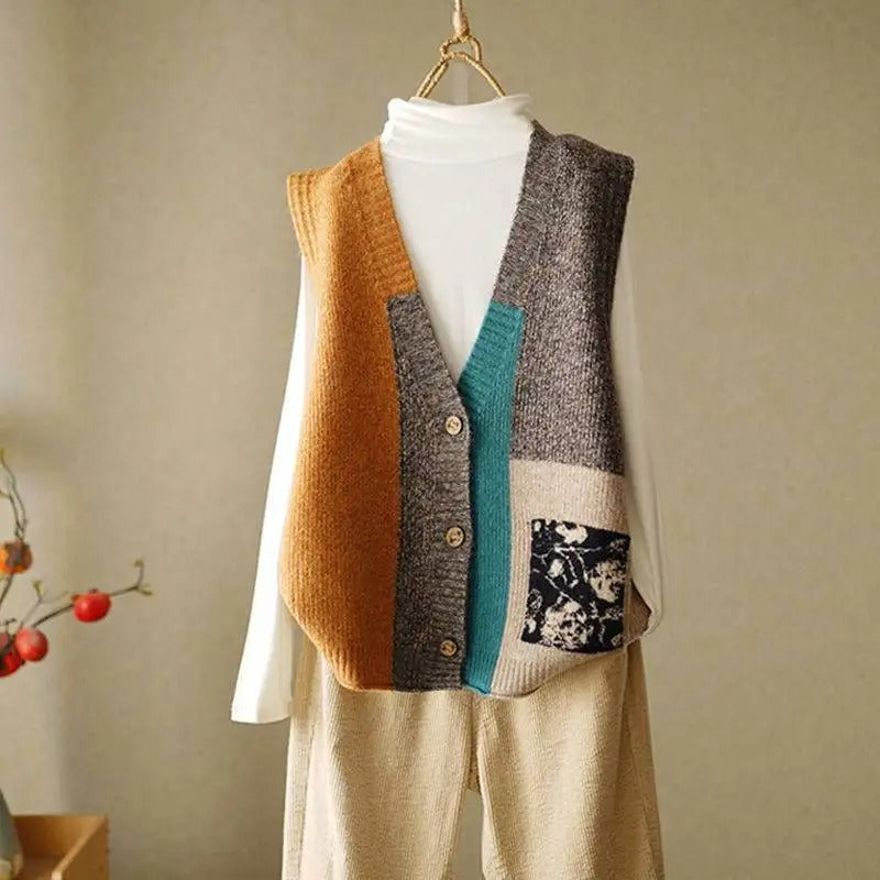 EP | Gilet tricoté en design colorblock