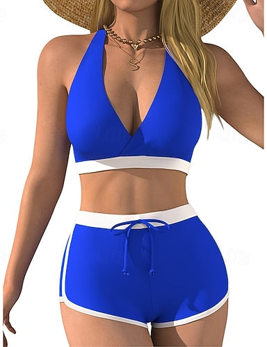 Halter Bikini Top Bathing Suit 2 Pieces Uv Protection Elastic Sleeveless Swimwear Swimsuit Surfing Diving Swimming Summer