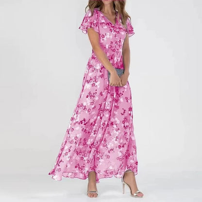 SL | Maxi-robe à manches ruchées et motif floral