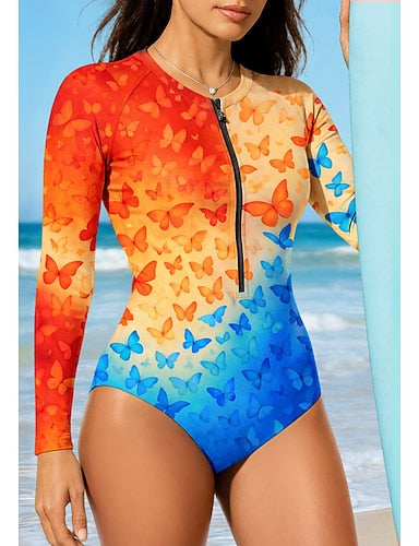 Regular Rash Guard Gradient Abstract Upf50+ Quick Dry Lightweight Long Sleeve Bodysuit Swim Shirt Surfing Canoeing Beach Summer