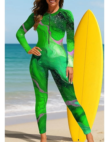 Regular Rash Guard Full Body Rash Guard Bathing Suit Marble With Built in Bra Front Zip Uv Sun Protection Full Coverage Upf50+ Long Sleeve Full Body Swimwear Swimsuit Surfing Canoeing Beach
