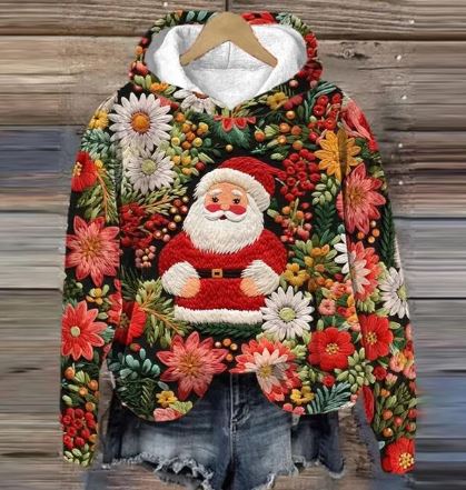 EP | Sweat à capuche Vintage Santa avec impression