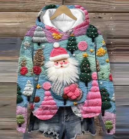 EP | Sweat à capuche Vintage Santa avec impression