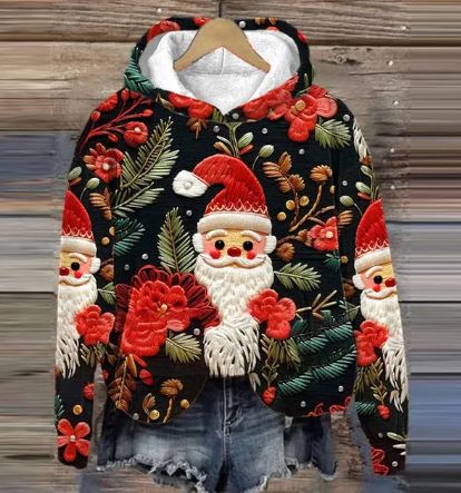 EP | Sweat à capuche Vintage Santa avec impression