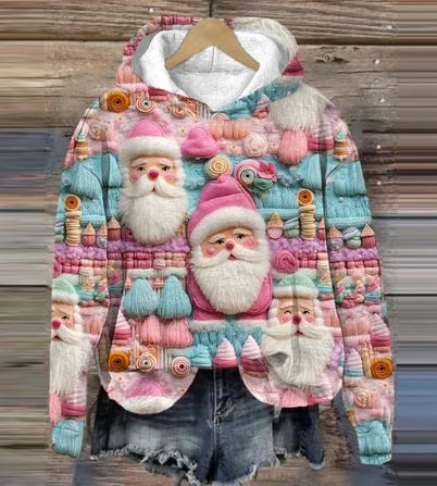 EP | Sweat à capuche Vintage Santa avec impression