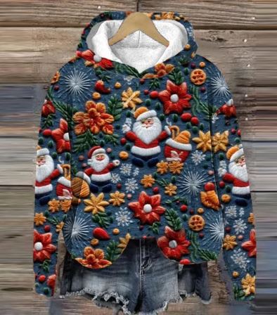 EP | Sweat à capuche Vintage Santa avec impression