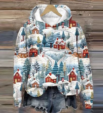 EP | Sweat à capuche Vintage Santa avec impression
