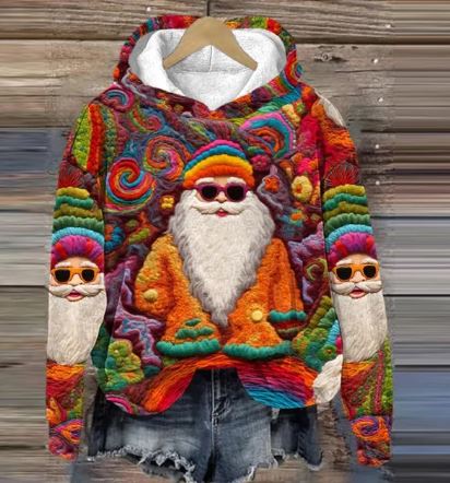 EP | Sweat à capuche Vintage Santa avec impression