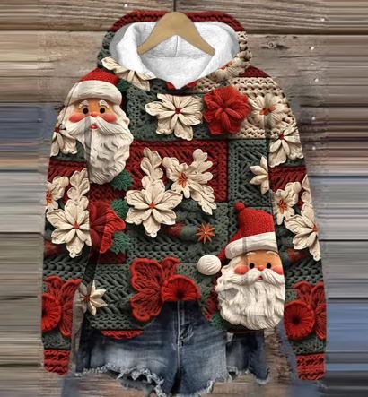 EP | Sweat à capuche Vintage Santa avec impression
