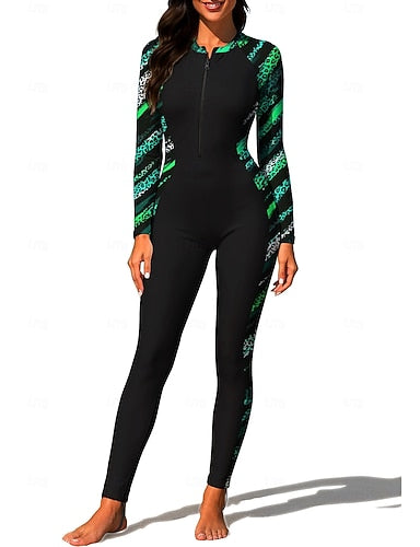 Rash Guard Full Body Rash Guard One Piece Surfing Suit Leopard Stripes Abstract Zip Up With Built in Bra Front Zip Uv Sun Protection Full Coverage Upf50+ Long Sleeve Full Body Swimwear