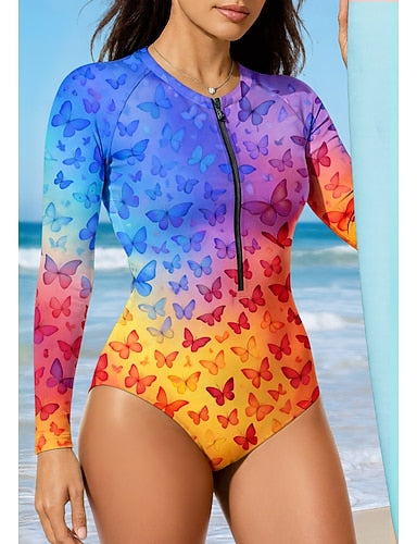Regular Rash Guard Gradient Abstract Upf50+ Quick Dry Lightweight Long Sleeve Bodysuit Swim Shirt Surfing Canoeing Beach Summer