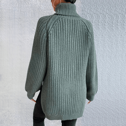 EP | Pull à col roulé vert à la mode