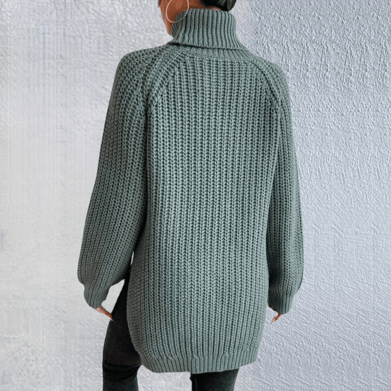 EP | Pull à col roulé vert à la mode