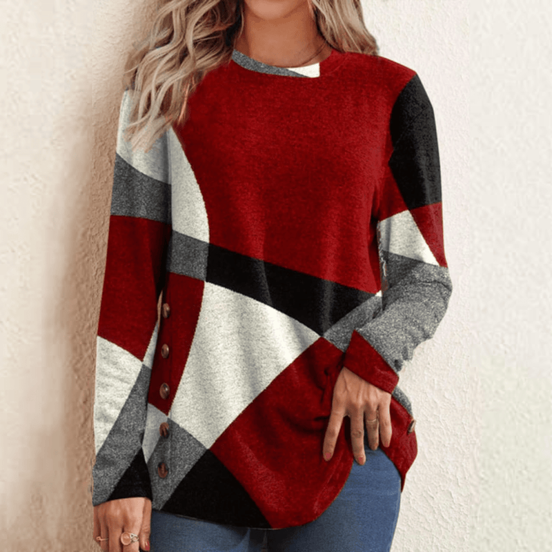 EP | Pull-over avec motif en bloc rouge